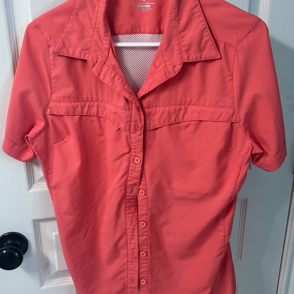 Women's Coral Button-Up Shirt